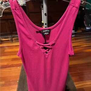 Bebe Fuchsia Lace-Up Tank Top